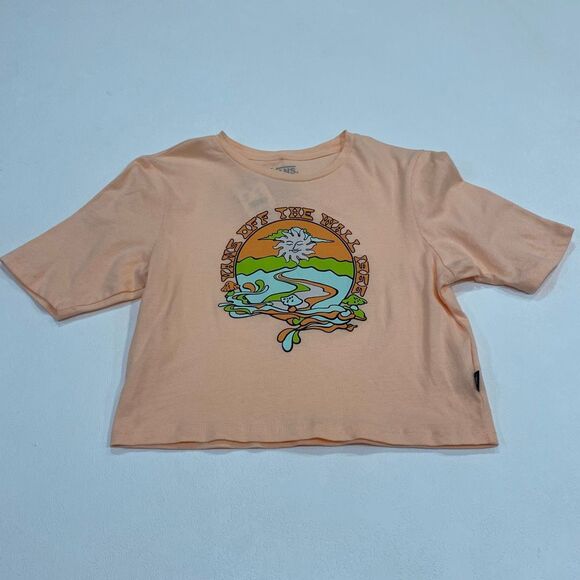 Vans NWT XS Peach Graphic Tee | Surf Sun Retro Off The Wall T-Shirt - Picture 1 of 6